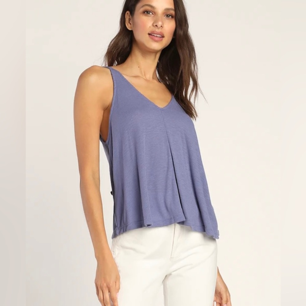 Free People Intimately— Dani Tank, ribbed in Periwinkle Blue size SM—NWOT